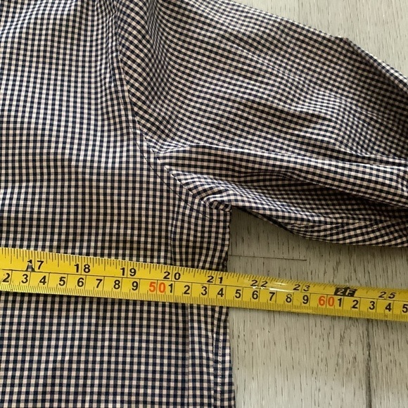 Theory Button Up Shirt navy tan cream size L - Picture 8 of 10